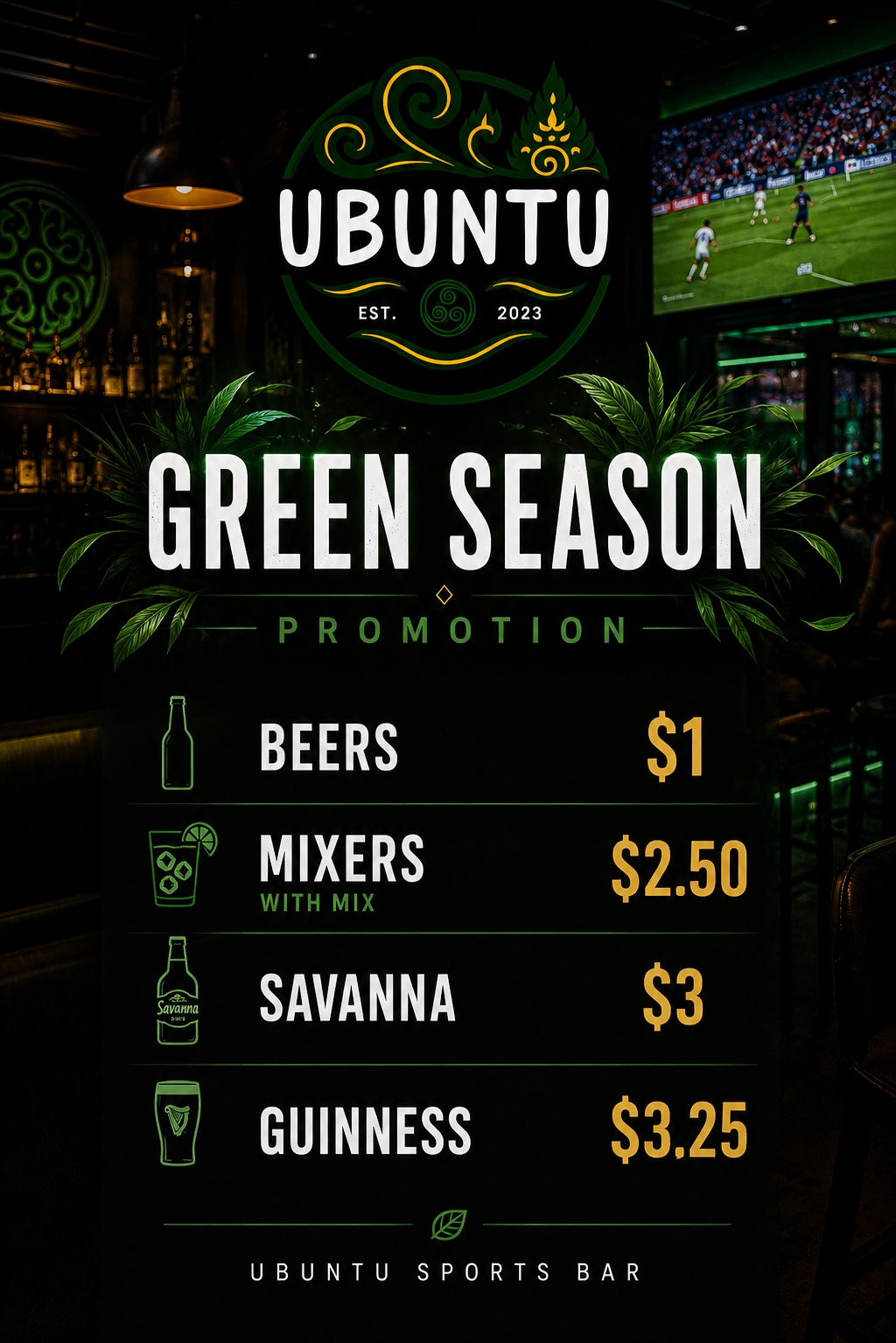 Ubuntu green season drink prices
