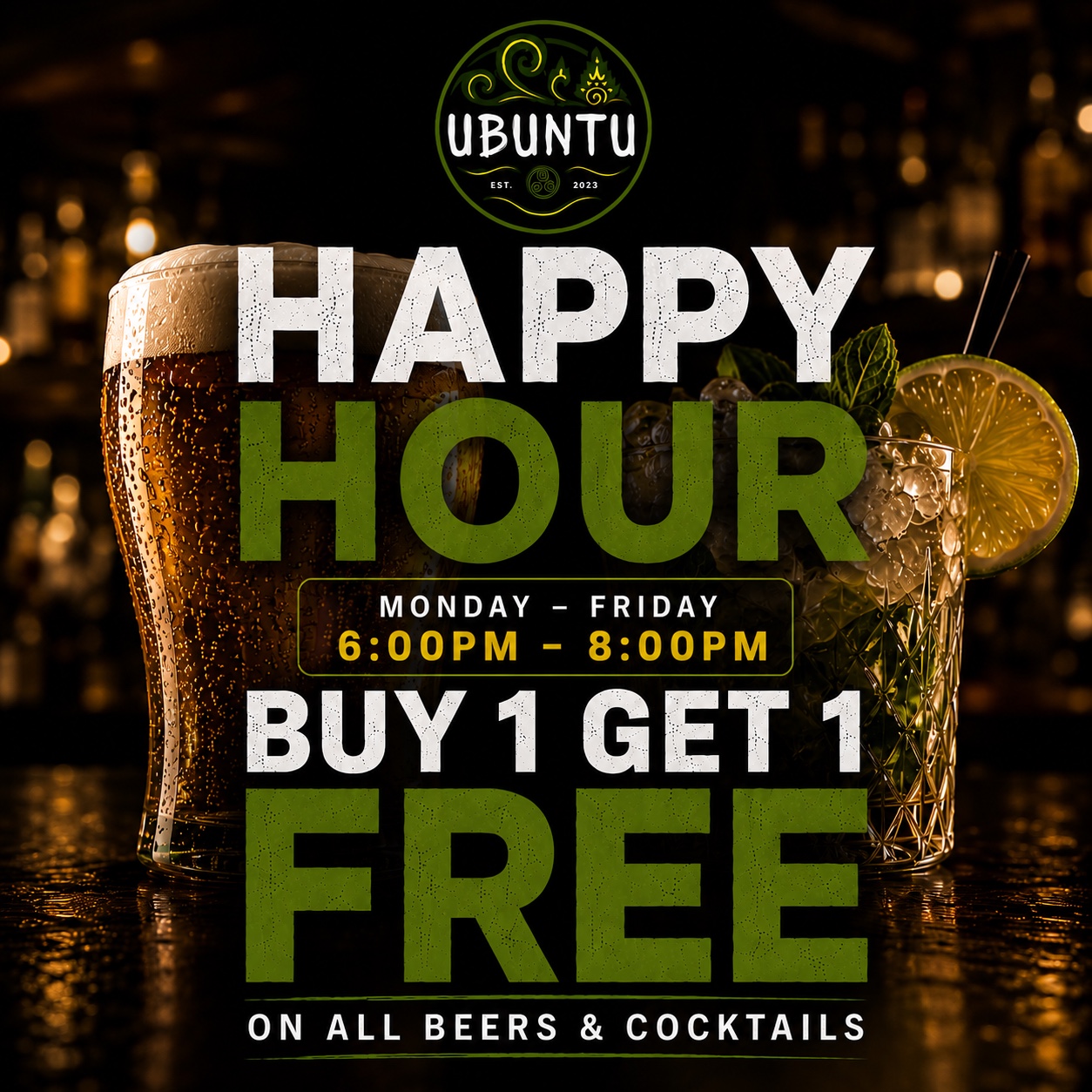 Ubuntu happy hour promotion